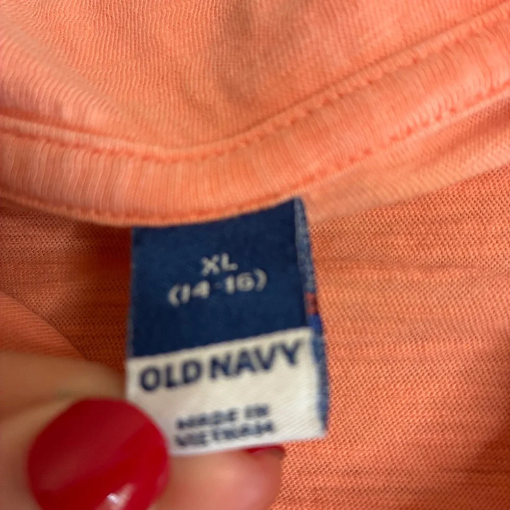 Old Navy Boys XL 14-16‎ Peach Orange Slub Cotton Short Sleeve Pocket Polo Shirt